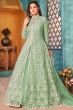 Sea Green Net Heavy Thread Embroidery Anarkali Suit with Sequins