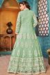 Sea Green Net Heavy Thread Embroidery Anarkali Suit with Sequins