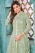 Sea Green Net Heavy Thread Embroidery Anarkali Suit with Sequins