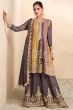  Grey Chinnon Embroidered A- Line Sharara Suit