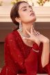 Maroon Chinnon Embelllished Side Slit Anarkali Suit with Bottom
