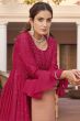 Magenta Pink Chinnon Embelllished Side Slit Anarkali Suit with Bottom