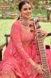 Coral Pink Georgette Traditional Embroidered Lehenga Kurti