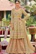 Beige Georgette Traditional Embroidered Lehenga Kurti