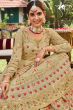 Beige Georgette Traditional Embroidered Lehenga Kurti