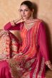 Pink Chinnon A line Sharara Suit with Heavy Embroidery
