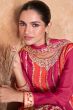 Pink Chinnon A line Sharara Suit with Heavy Embroidery