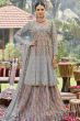 Grey Georgette Traditional Embroidered Lehenga Kurti