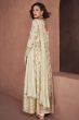 Cream Georgette Mirrow Work Printed Anarkali Suit 