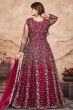 Maroon Satin Embroidered Anarkali Suit