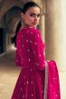 Pink Georgette Embroidered Frock Style Sharara Suit