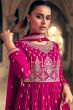 Pink Georgette Embroidered Frock Style Sharara Suit