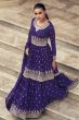 Violet Georgette Embroidered Frock Style Sharara Suit
