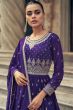 Violet Georgette Embroidered Frock Style Sharara Suit