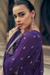 Violet Georgette Embroidered Frock Style Sharara Suit