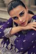 Violet Georgette Embroidered Frock Style Sharara Suit