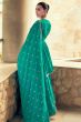 Turquoise Georgette Embroidered Frock Style Sharara Suit