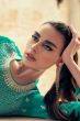 Turquoise Georgette Embroidered Frock Style Sharara Suit