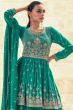 Turquoise Georgette Embroidered Frock Style Sharara Suit