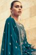 Teal Blue Georgette Embroidered Frock Style Sharara Suit