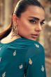 Teal Blue Georgette Embroidered Frock Style Sharara Suit