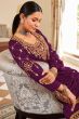 Purple Shantoon Embroidered Kurta Set