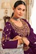 Purple Shantoon Embroidered Kurta Set