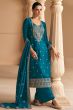 Blue Silk Embroidered Kurta Set