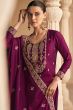 Wine Silk Embroidered Kurta Set