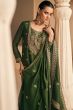 Olive Green Silk Embroidered Kurta Set