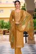 Mustard Yellow Jacquard Kurta Set
