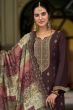 Brown Jacquard Kurta Set