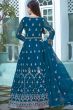 Prussian Blue Embroidered Net Anarkali Suit