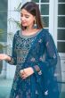 Prussian Blue Embroidered Net Anarkali Suit
