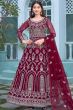 Maroon Embroidered Net Anarkali Suit