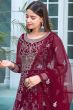 Maroon Embroidered Net Anarkali Suit