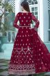 Maroon Embroidered Net Anarkali Suit