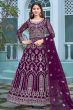 Purple Embroidered Net Anarkali Suit