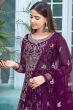 Purple Embroidered Net Anarkali Suit
