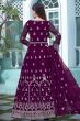 Purple Embroidered Net Anarkali Suit