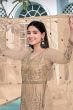 Gold Net Embroidered Anarkali Suit