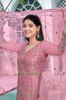 Pink Net Embroidered Anarkali Suit