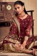 Maroon Viscose Printed Kurta Set