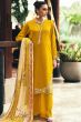 Mustard Yellow EmbroideredMuslin Silk Trouser Suit