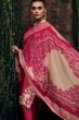 Ruby Pink Embroidered Muslin Silk Trouser Suit