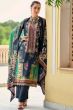 Deep Blue Viscose Silk Printed Kurta Set