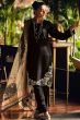 Black EmbroideredMuslin Silk Trouser Suit