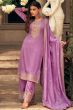 Lavender Resham Embroidered Palazzo Suit 
