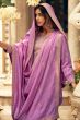 Lavender Resham Embroidered Palazzo Suit 