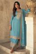 Sky Blue Resham Embroidered Palazzo Suit 
